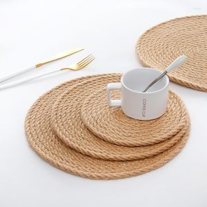 Tapis de table cuisine bureau tapis isolation thermique napperon lin naturel tissé ménage Anti-brûlure Pad décoration accessoires