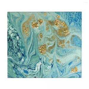 Tafelmatten keukengerecht droogmat blauw en gouden abstract vloeistof marmer achtergrond wasbaar aanrechtbladen absorberende drainer