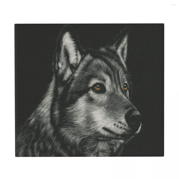 Tapis de table Tapis de séchage pour vaisselle de cuisine Portrait de loup Tapis de comptoir lavable Égouttoir absorbant 16 