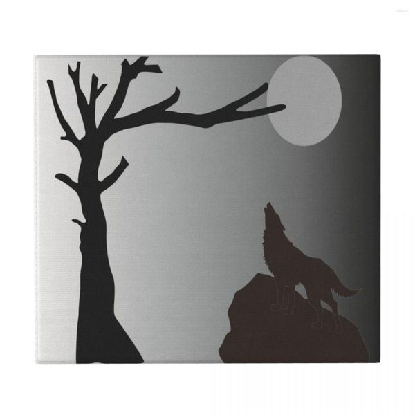 Tapis de table Tapis de séchage de vaisselle de cuisine Loup sous le clair de lune Tapis de comptoir lavable Égouttoir absorbant 16 