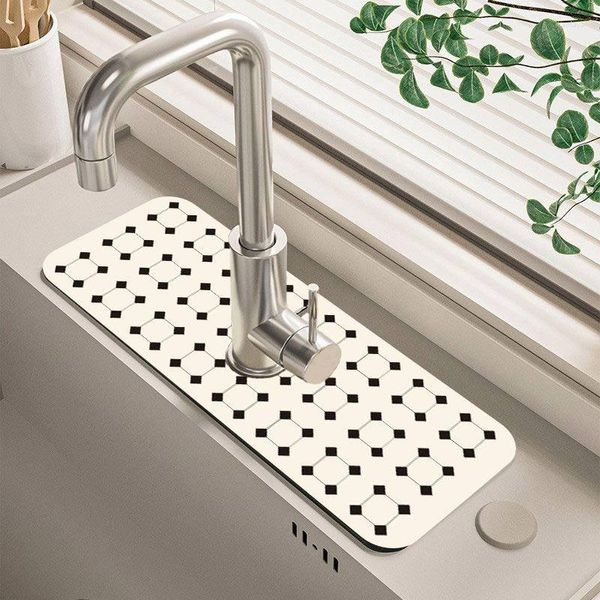 Esteras de mesa Grifo de la cocina Estera absorbente Lavabo Cojín de secado rápido Protector contra salpicaduras Fregadero Almohadillas de drenaje Encimera Almohadilla impermeable Baño