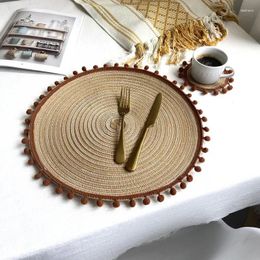 Tafelmatten keuken imitatie katoen garenmat geweven placemat restaurant ronde warmte -proof decoratie accessoires