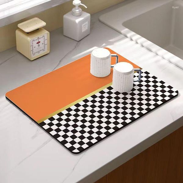 Alfombrillas de mesa para cocina, almohadilla absorbente de agua, alfombrilla de drenaje para platos de secado, para Bar, taza, fregadero, Protector de encimera, Mantel Individual para baño, cafetera