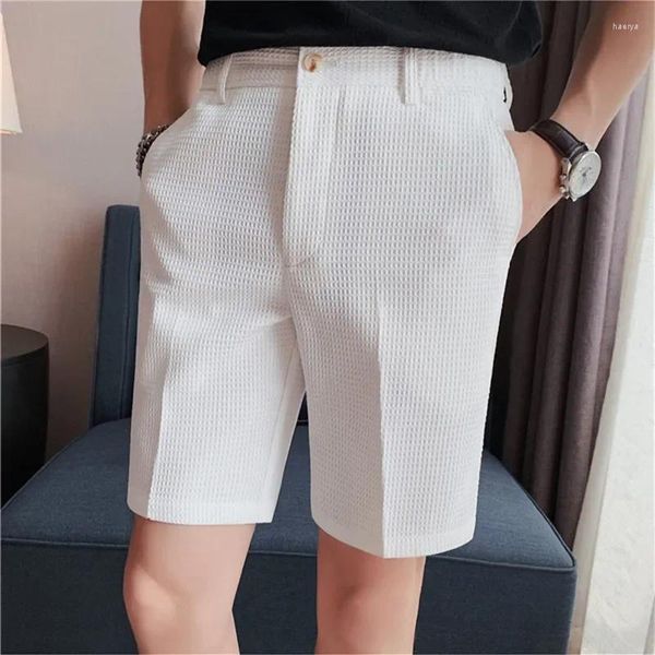 Tapetes de mesa moda coreana pantalones cortos informales de verano para hombre/pantalones cortos de traje de negocios transpirables de Color sólido de alta calidad ajustados para hombre 36