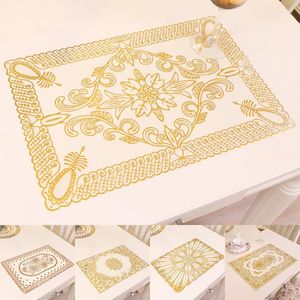 Table de table en dentelle PVC Gold Place Place Mat à tapis Tuine Toupe de produits de salle à manger Coffee Placemat Placemat Mug Driny Brink Kitchen