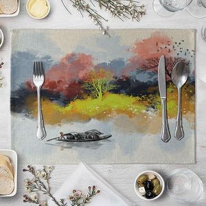 Tapis de table paysage tapis de salle à manger Style chinois serviette montagne motif napperon cuisine outil vaisselle Pad