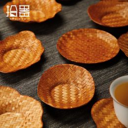 Tafelmatten grote gelakte bamboe handgeweven theekophouder Japans geïsoleerde rattan pot placemat thee ceremonie accessoires