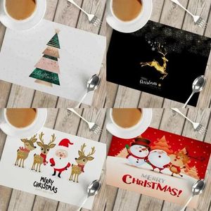 Table Mats Linen Christmas Faceless Gnome Elk Tree Printed Place Mat Cloth Coffee Tea Pad Cup Doily Kitchen Dish Placemat