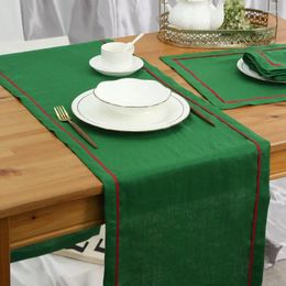 Tapetes de mesa, servilletas de lino para cena, manteles individuales lavables con borde a rayas para comedor, decoración para sala de estar y granja
