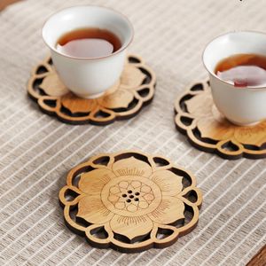 Tafelmatten Lotus Bamboo Cup Coasters Mat Coffee Mug Tea Pad Dining Fashion Soft Wooden Placemats Desktop Non-Slip