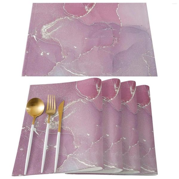 Manteles Individuales de mármol rosa para vajilla de comedor, 4/6 uds., alfombrilla para platos de cocina, encimera, decoración del hogar