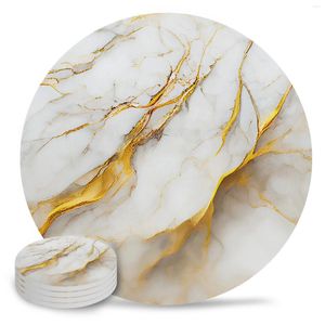 Tapis de Table Texture marbre sous-verres blancs ensemble en céramique rond absorbant boisson café thé tasse napperons tapis