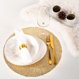 Tapis de table tapis fleur doré PVC napperon creux isolation tampons bol maison noël Style moderne décor résistant à la chaleur