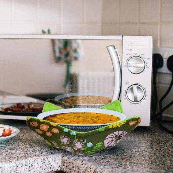 Alfombrillas de mesa COMPORTA COLOTRA CORCHETOR DEL MICROWAVE Portes de tazón seguros para la cubierta de calefacción de algodón Plato acogedor de microondas para la cocina