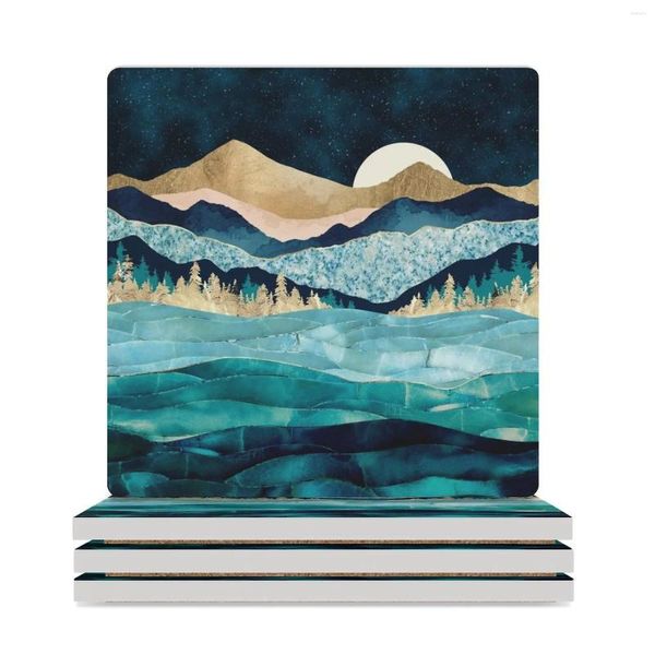 Materias de mesa Midnight Ocean Ceramic Coasters (Square) Stand For Drinks Estética Navidad