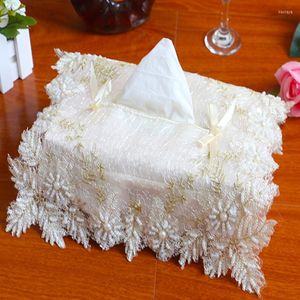 Tapis de table moderne dentelle noire perlée boîte à mouchoirs ensemble tissu créatif salon mariage noël serviette en papier amovible