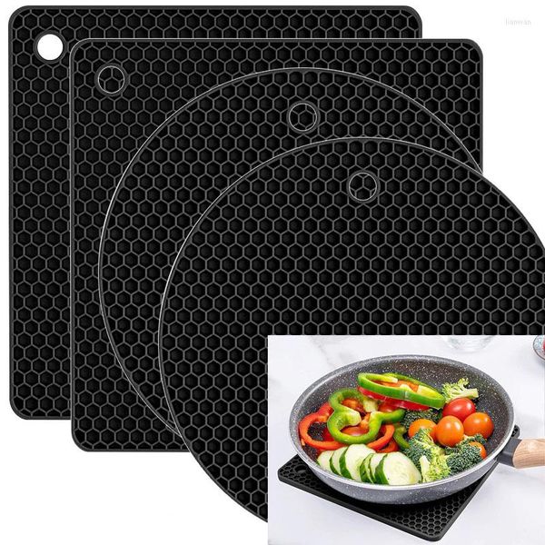 Tapetes de mesa Estera de silicona multiusos Posavasos antideslizantes Cocina Resistente al calor Anti-escaldado Aislamiento de panal Soporte para ollas de microondas