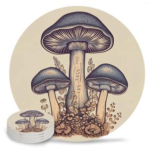 Tafelmatten champignons bladeren rond koffie keuken accessoires absorberende keramische onderzetters