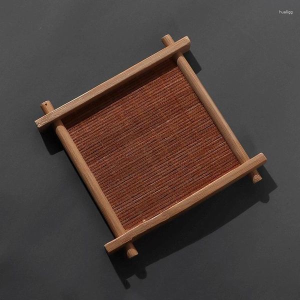 Table Tableau Natural Bamboo Cup Mat Tea Square Placemats rétro Retro Handmade Kitchen Coffee Cérémonie Accessoires