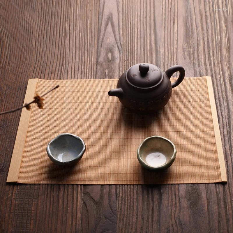 Maty stołowe Naturalne bambusowe podkładka do herbaty podkładek do jadalni w akcesoriach kuchennych