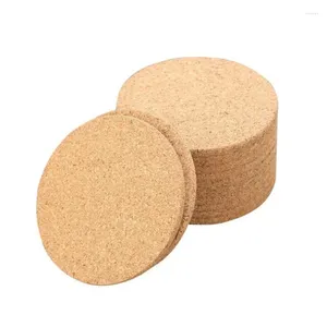 Tapis de Table rond en bois de liège, couleur unie naturelle, support de dessous de verre pour tasse de boisson à café, 10 pièces/lot