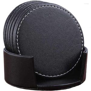 Tapetes de mesa antideslizantes, tapete de silicona resistente al calor, posavasos negros de vidrio para bebidas, accesorios de cocina, mantel individual para taza de café, 6 unid/set