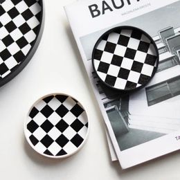 Table Table Nordic Ins Black and White Cup Mat Checkerboard TEA TEA BURANT Rangement DÉCOR HOME