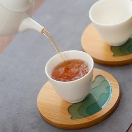 Tafelmatten Noordse isolatie Mat Bamboo Heat Saucer Tea Ceremony Zen Cup Holder Home Kitchen Accessoires