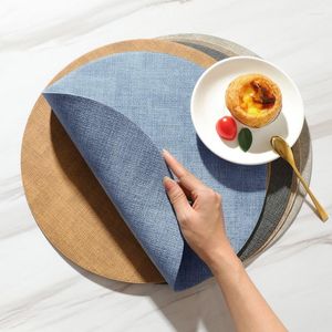 Tafelmatten Noordelijke mat kunstmatige leer thuis isolatie waterdichte oliebestendige dubbele zijkanten dineren decor ronde placemats kussen