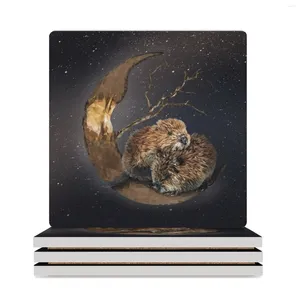 Table Table North American Beaver Ceramic Coasters (carré) Tile Funny pour