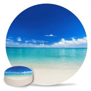 Tafelmatten Ocean Beach Landschap Coasters Keramische set Round Absorberende drank Coffee Tea Cup Placemats Mat