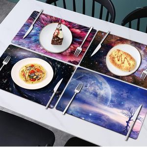 Table Mats Pads Set de table Dessous de verre Cuisine Bar Tapis Antidérapant Décoration Pu Accessoires En Cuir