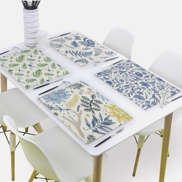 Table Mats Pads Plante Set De Table Pour Manger Feuilles Boisson 32x42cm Dessins Animés Rectangle Sous-verres Vaisselle Tapis Cuisine Décoration