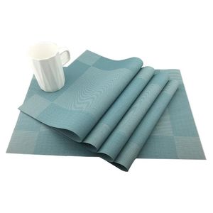 Tafelmatten pads set van 4 pvc blauw beige bruine plaats mat eetkom dinerkom dinpelige bakschakel onderzetters kidsmats