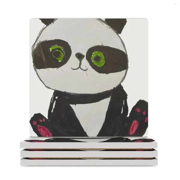 Mapas de mesa Panda - Lindo dibujos animados de dibujos condenas de cerámica (cuadrado) Decoración y accesorios animales come Navidad