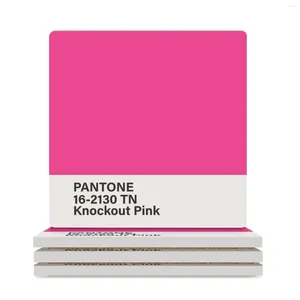 Esteras de mesa Pantone 16-2130 TN Knockout Pink Ceramic Coasters (Square) Bebidas Stand For Holder