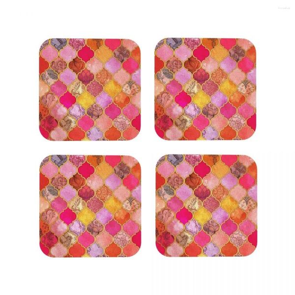 Tapis de Table rose or mandarine Taupe, sous-verres décoratifs en carreaux marocains, napperon à café, accessoires de décoration de Table