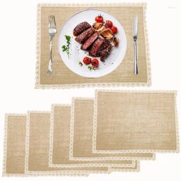 Table Mats Placemat Burlap tissé en dentelle Placemats Isolation thermique non glissée Table Vole des table