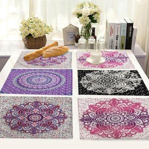 Tapis de table napperon coton lin fleur motif imprimé cuisine accessoires isolation insectes et anti-mites salle à manger décoration de la maison