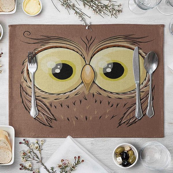 Tapis de table napperon pour manger Animal coton lin tapis dessin animé cochon ours grenouille motif napperons enfants enfants napperons