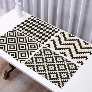 Tapis de Table napperons pour Simple noir blanc géométrique napperon accessoires de cuisine tapis en lin nordique salle à manger boisson tasse Pad