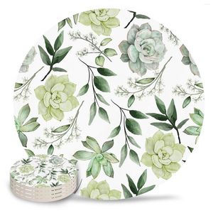 Tafelmatten Plantenbladeren Sucplogen Ceramic Set Keuken Ronde Placemat Luxe Decor Coffee Tea Cup Coasters