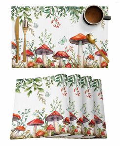 Tafelmatten Plant Mushroom Butterfly Aquarel Mat Bruiloft Vakantie feest Placemat Keukenaccessoires Accessoires Napkight