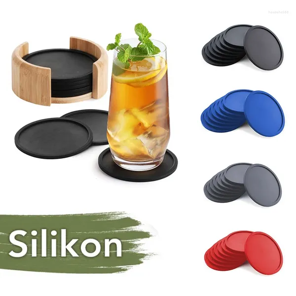 Tapis de table en silicone de couleur supérieure, 1 pièce, réutilisables, de haute qualité, résistants à la chaleur, ronds, sous-verres pour vin, bière et boissons, gadget de cuisine