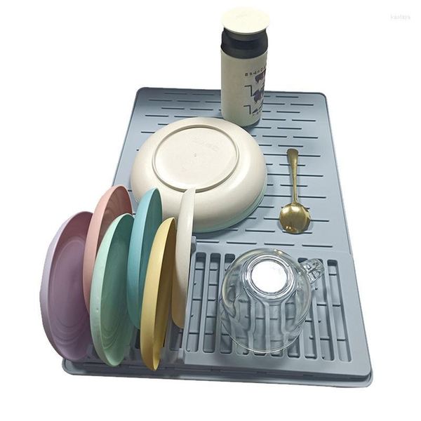 Tapis de table tapis de séchage de vaisselle en Silicone de qualité supérieure Solution de drainage détachable outil d'égouttoir antidérapant résistant à la chaleur pour comptoir de cuisine