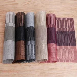 Table Mats Progressive Shade Bamboo Strip Jacquard Weave PVC Placemat Dining Mat Pad