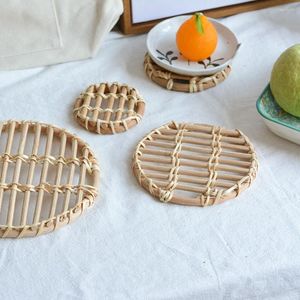 Tafelmatten rattan handgeweven onderzetters theepot placemat niet-slip koffie set eetgerechtsmat isolatie kussen keuken accessoires