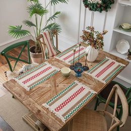 Table Mats Rectangle Placemat bohème coton lin lin tissé rayures tassel tapis à manger plaque bol tampon à la maison décoration