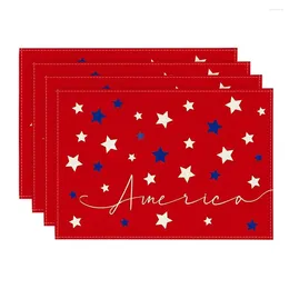 Tafelmatten Red Blue Stars America Patriotic 4 juli Placemats Set 4 12 x 18 inch Holiday for Party Dining Decor