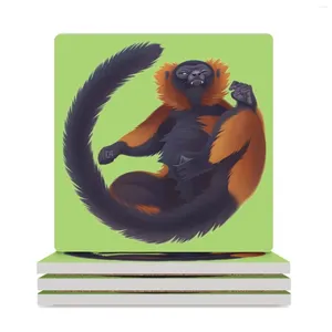 Tafelmatten Rood Ruffed Lemur Ceramic Coasters (vierkant) Pot Leuke keukenbenodigdheden Set origineel